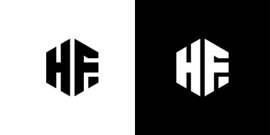 H harfi çokgen, siyah ve beyaz arkaplan üzerinde altıgen minimal ve profesyonel logo tasarımı
