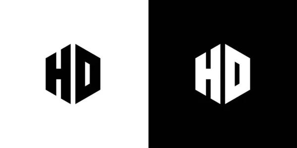H D harfi çokgen, siyah ve beyaz arkaplan üzerinde altıgen minimal ve profesyonel logo tasarımı