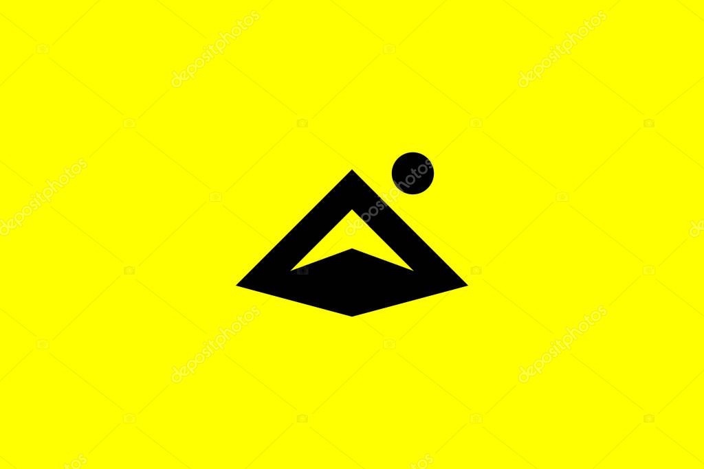Minimal and creative mountain peak logo template On yellow Background