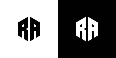 R A harfi çokgen, siyah ve beyaz arkaplan üzerinde asgari ve profesyonel logo tasarımı