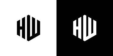 H harfi çokgen, siyah ve beyaz arkaplan üzerinde altıgen minimal ve profesyonel logo tasarımı