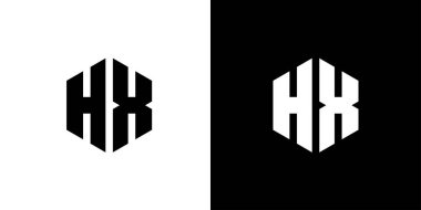 H harfi çokgen, siyah ve beyaz arkaplan üzerinde altıgen minimal ve profesyonel logo tasarımı