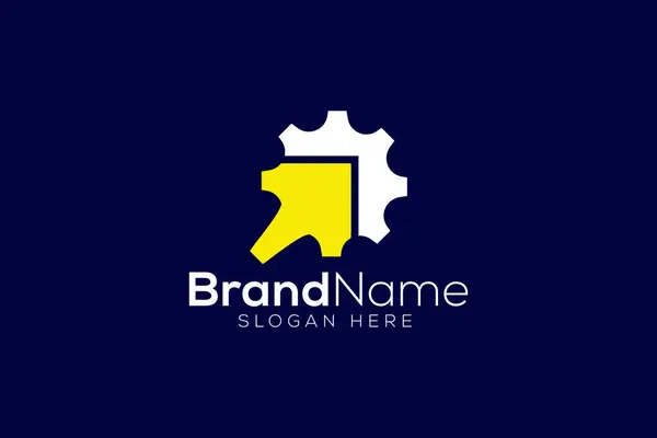 Minimum dişli ok simgesi logo tasarım şablonu