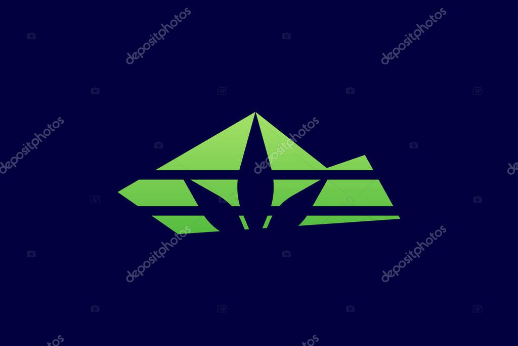 Hill and Cannabis Logo Design Template