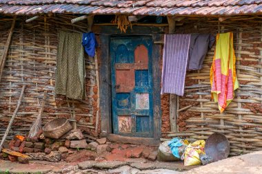 Cob house with bamboo frame, Orissa region, Bengal, India