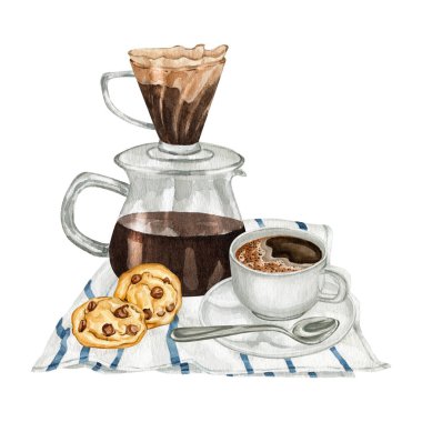 Watercolour coffee drink illustrations. Coffee lovers drink menu for cafe and restaurants. Coffee shop logo. High quality hand drawn food illustrations.