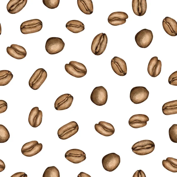 Watercolour coffee beans seamless patterns. Coffee lovers drink menu for cafe and restaurants. Coffee shop brand logo. High quality hand drawn food illustrations.