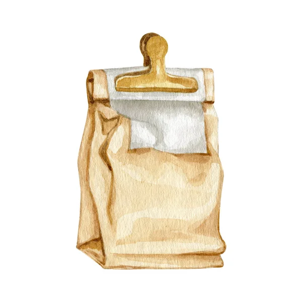 Akvarell Kaffe Dryck Paket Illustrationer Tepaket Med Hantverk Gem Konst — Stockfoto