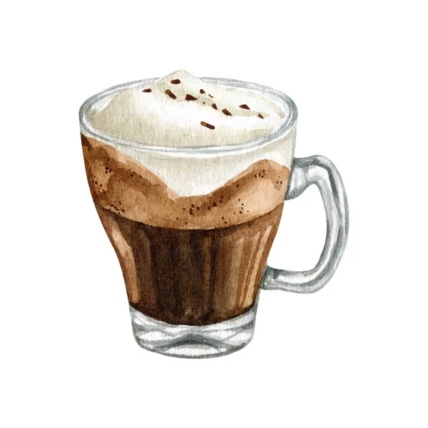 Akwarelowe Ilustracje Napoju Kawy Miłośnicy Kawy Piją Menu Kawiarni Restauracji — Zdjęcie stockowe