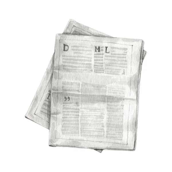 Watercolor illustration of newspaper layout clip art. Magazine piblication clip art. High quality hand drawn illustration