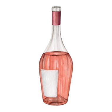 Suluboya köpüklü şarap tırnağı illüstrasyonu. Yüksek kalitede el yapımı resim sanatları. Restoran içki koleksiyonu..