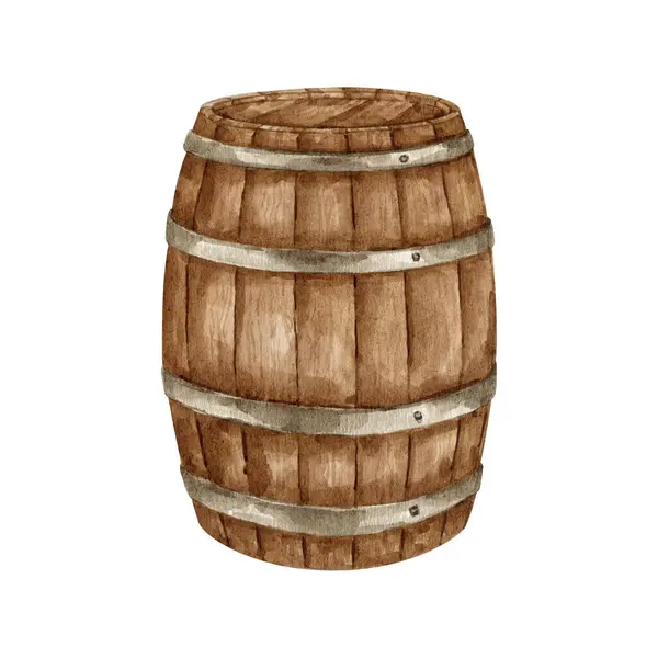Watercolor wine barrel clipart Illustration. High quality hand painted illustration. Wine story clipart collection.