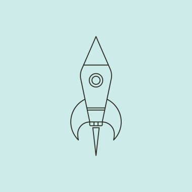 Roket çizgisi sanat logosu minimalist vektör illüstrasyon tasarımı