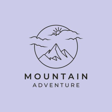 çizgi sanatı basit dağ logosu vektörü minimalist illüstrasyon tasarımı