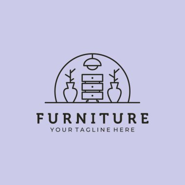 mobilya logosu vektör çizgisi resim simgesi tasarımı