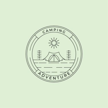 Açık hava macera kampları logo vektör illüstrasyon tasarımı.