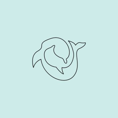 Minimalist orka balina logo vektör çizgisi resim tasarımı