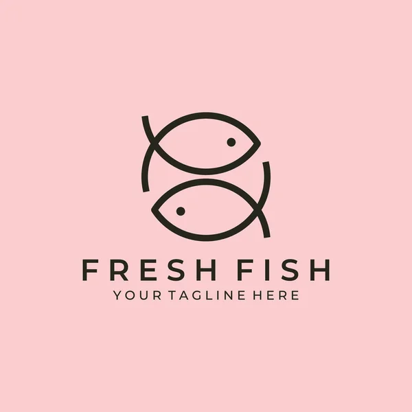 taze balık basit çizgi sanat logosu vektör sembolü çizim tasarımı