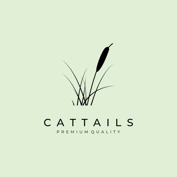Cattail grass logo vektör illüstrasyon tasarımı, düz vintage