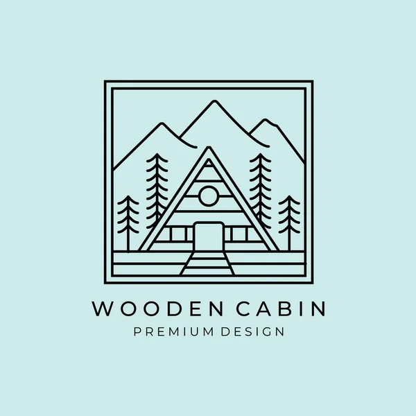 dağ kabini çizgisi sanat logosu, simge ve sembol, amblem vektör çizimi tasarımı