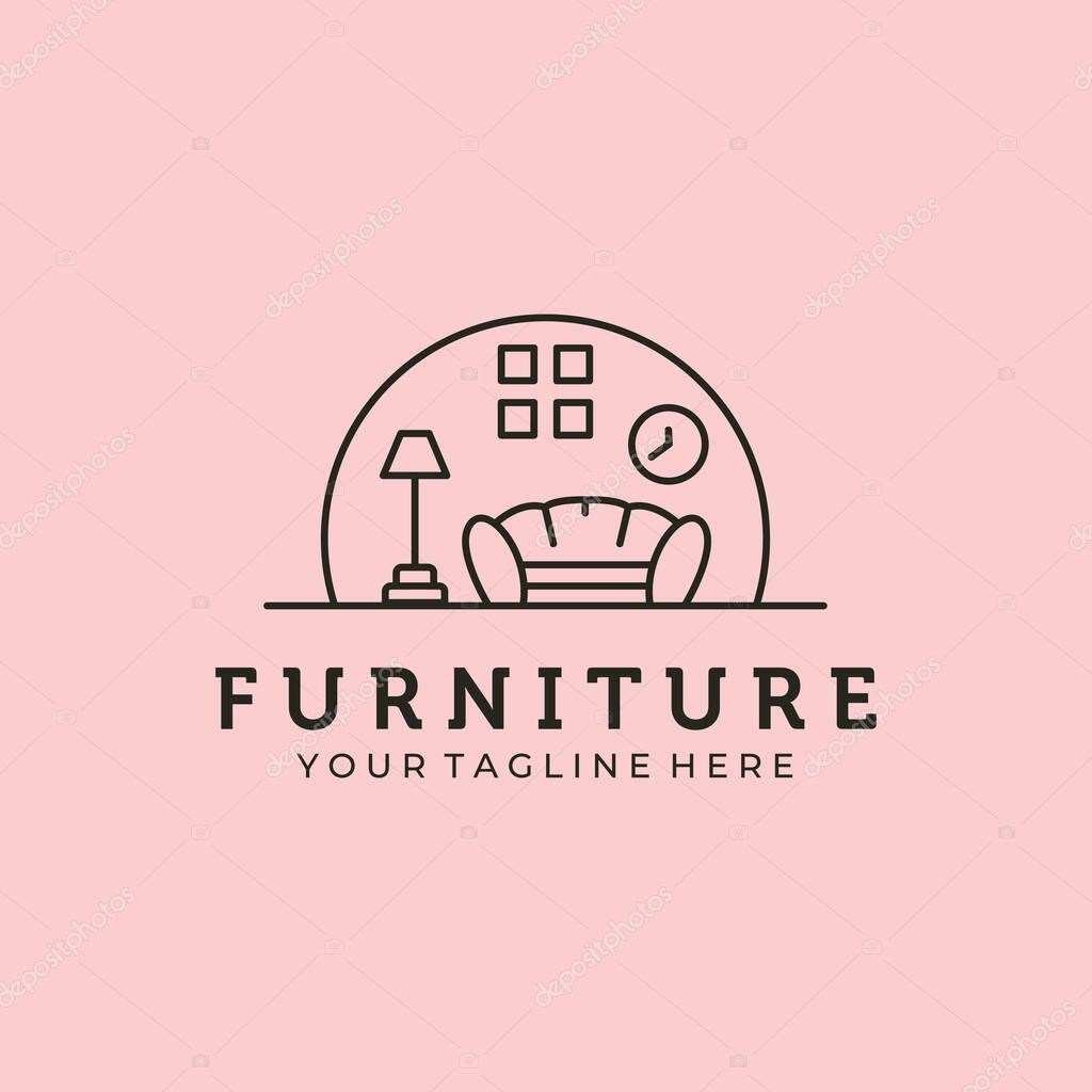 Line art furniture minimalist logo icon vector design