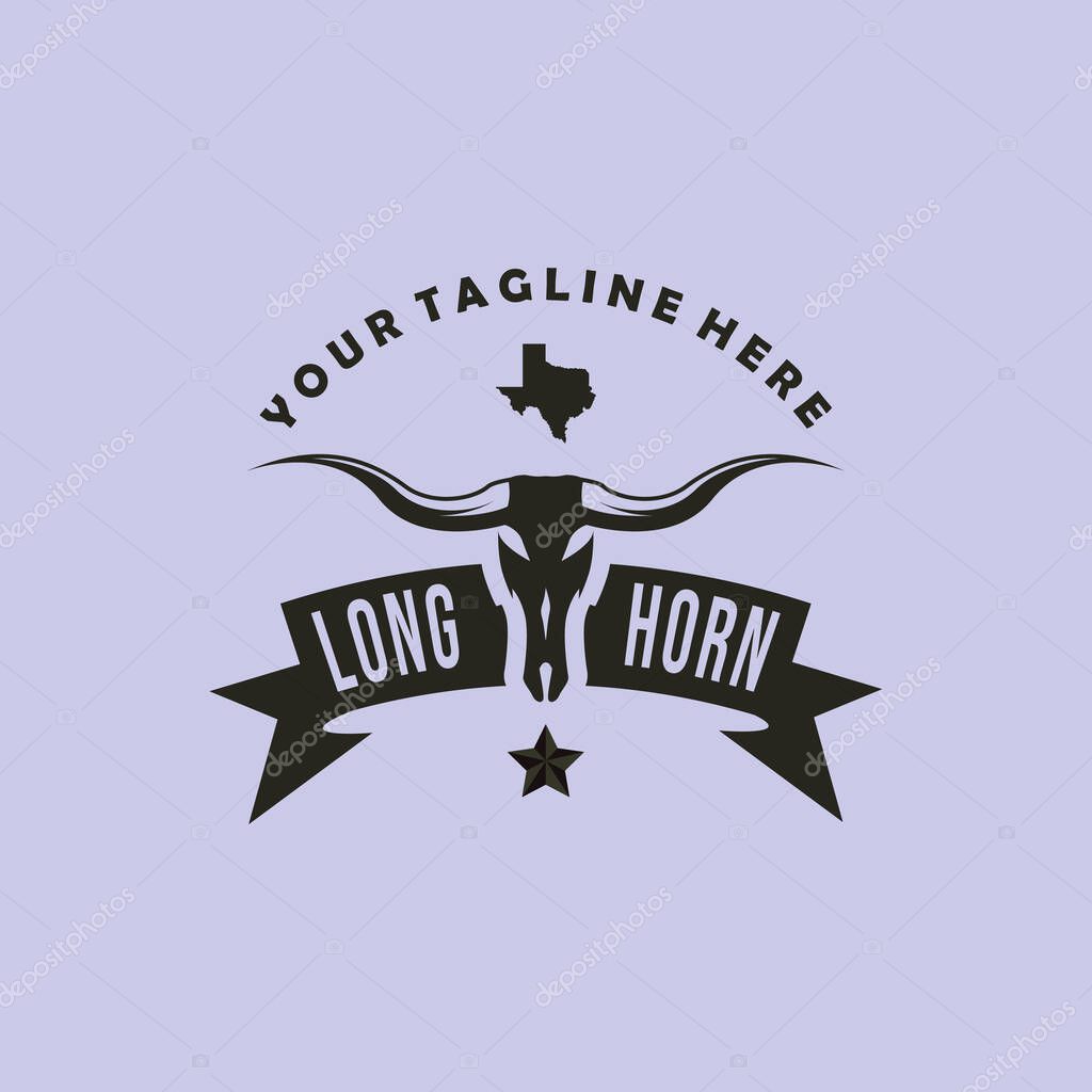 Long horn vintage logo, icon and symbol, with emblem vector illustration design