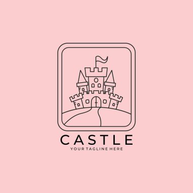 Çizgi Sanat Şatosu Logosu Basit Tatil Evi resmi Eski Antik Mimari Turizmi