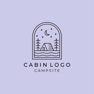 Ahşap kabin çizgisi logo vektör şablonu basit tasarım