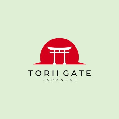Torii kapısı logo vektör çizimi, Japon dini sembolü çizimi