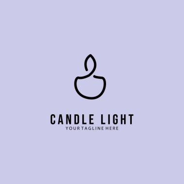 çizgi sanatı Candle Light Flame logosu daire vektör amblemi tasarım çizimi