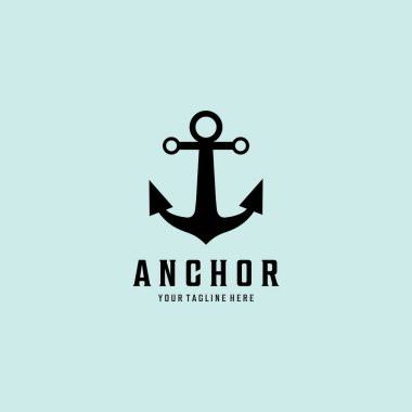 Anchor Logo Şablon Tasarım Vektörü ve okyanus dalgası, Amblem, Kavram Tasarımı, Yaratıcı Sembol, Simge Simgesi, Simge