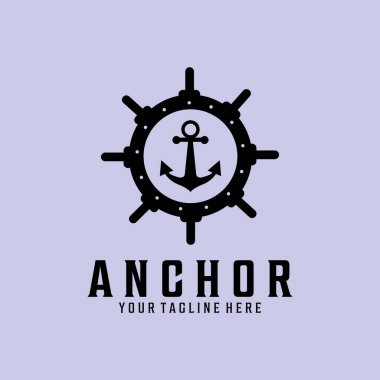 anchor vintage retro minimalist logo vektör illüstrasyon tasarımı