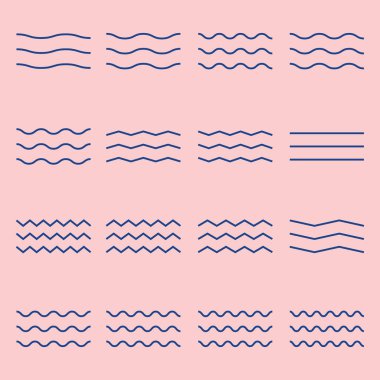 Paketlenmiş dalga simgesi logo vektörü asgari illüstrasyon tasarımı, çizgi sanat dalgası logo tasarımını ayarla