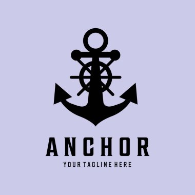 anchor vintage retro minimalist logo vektör illüstrasyon tasarımı