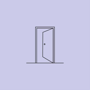 kapı çizgisi sanat vektörü simgesi logo çizimi, logo beyaz arkaplan üzerinde izole