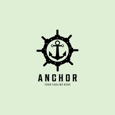 anchor vintage retro minimalist logo vektör illüstrasyon tasarımı