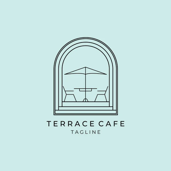 Terrace cafe balkon logo hattı sanat vektör sembolü çizim tasarımı