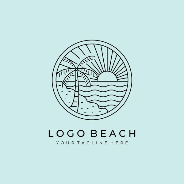 Linia Plażowa Ikona Logo Wektor Symbol Ilustracja Projekt Deska Surfingowa — Wektor stockowy