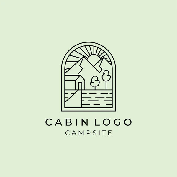 Conception Vectorielle Illustration Logo Cabine Art Ligne Conception Minimaliste Logo — Image vectorielle