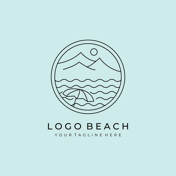 Góra Plaża Logo Linii Sztuki Minimalistyczny Wektor Ilustracji Projekt — Wektor stockowy