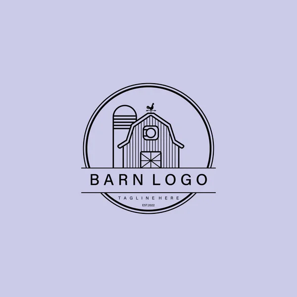 Línea Arte Granero Minimalista Logotipo Vector Símbolo Ilustración Diseño — Archivo Imágenes Vectoriales