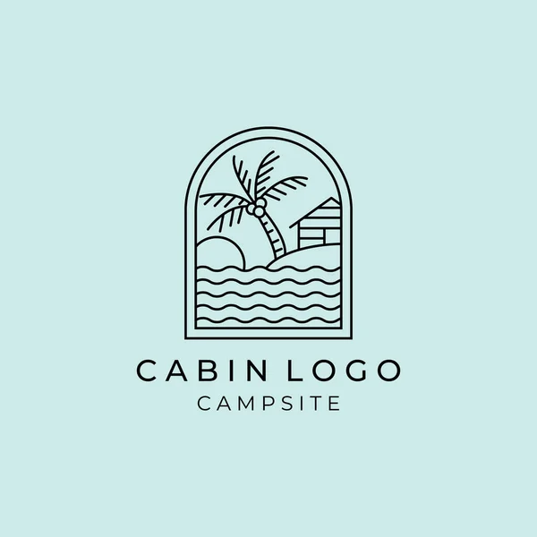 Cottage Cabin Line Art Simple Minimalist Vector Logo Illustration Design — Image vectorielle