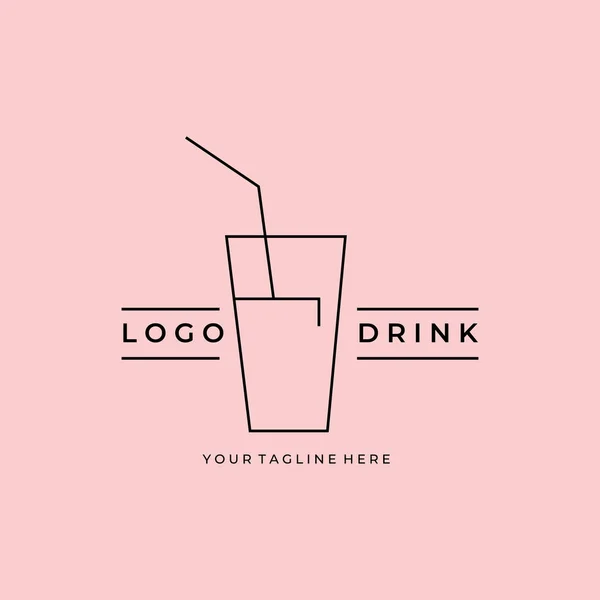 Línea Arte Bebida Diseño Vectores Logo Minimalista — Archivo Imágenes Vectoriales