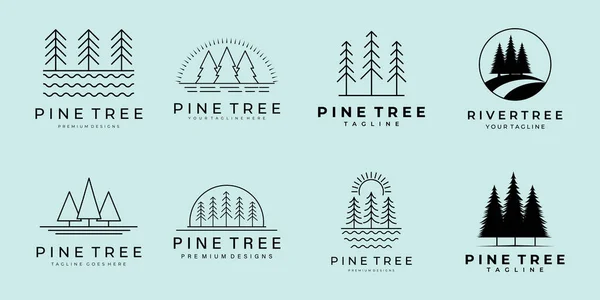 Basit ağaç hattı doğa logo vektör illüstrasyon tasarımı sanatı minimal asgari orman simgesi basit simge