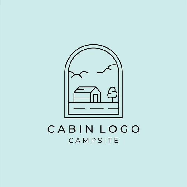Ligne Cabine Bois Art Logo Vectoriel Illustration Design — Image vectorielle