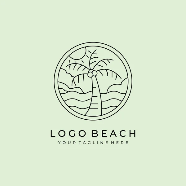Linia Plaża Sztuka Logo Wektor Symbol Ilustracja Projekt — Wektor stockowy