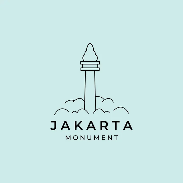 Monas Indonesien Wolke Minimalistisch Linie Kunst Logo Icon Vorlage Vektordesign — Stockvektor