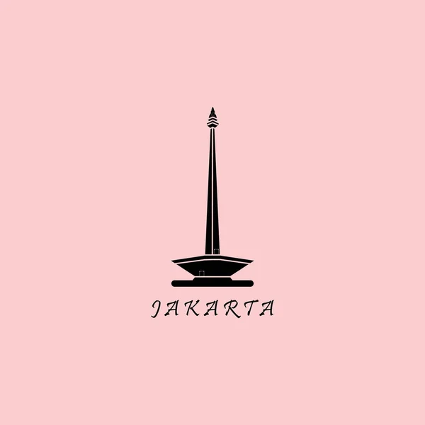 Monas Jakarta Vintage Rétro Minimaliste Logo Vectoriel Illustration Design — Image vectorielle