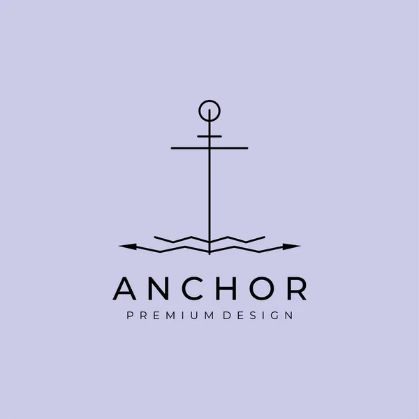 Simple Mono Line Art Anchor Boat Ship Nautical logo design vector