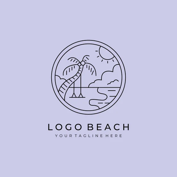 Plaża Linia Sztuka Logo Minimalistyczny Prosty Wektor Ilustracja Szablon Projekt — Wektor stockowy